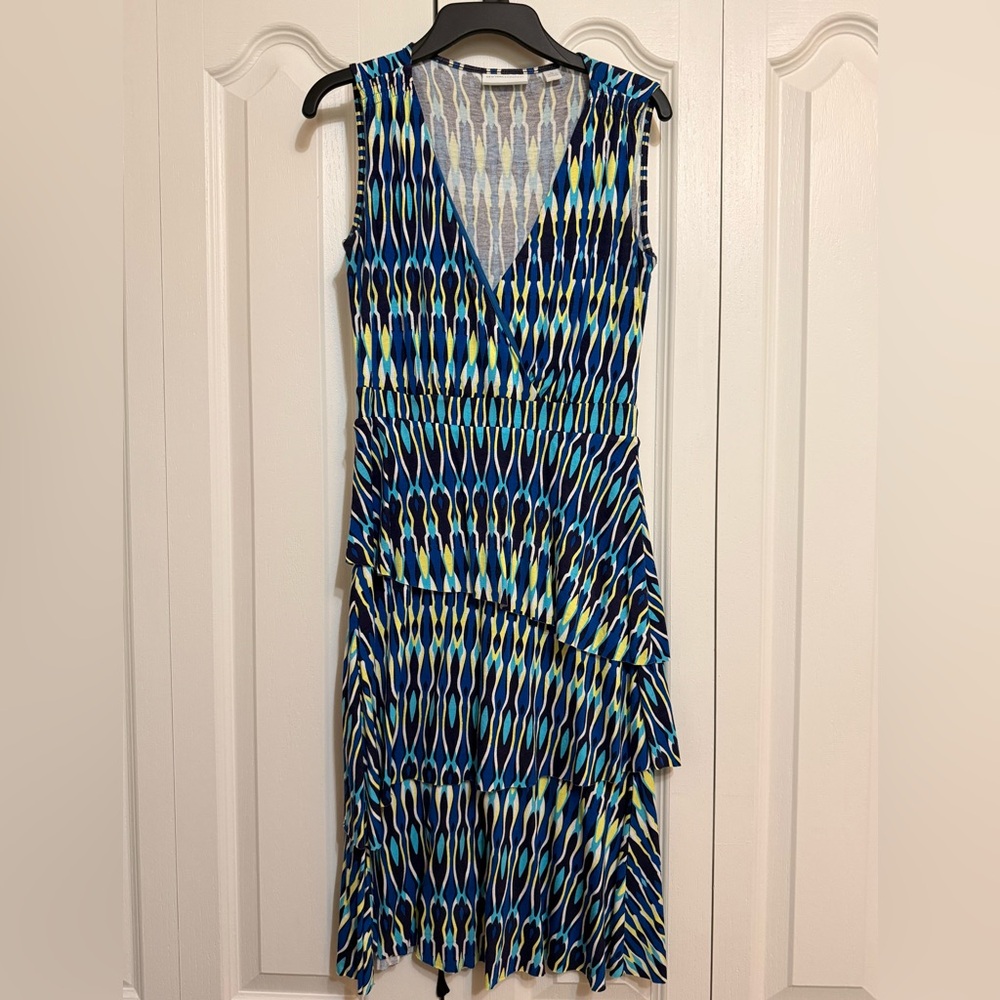 New York & Company Blue and Green Midi Dress